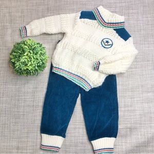 Vintage (60’s-70’s) matching ski sweater/ corduroy pants bundle, 9-12 months